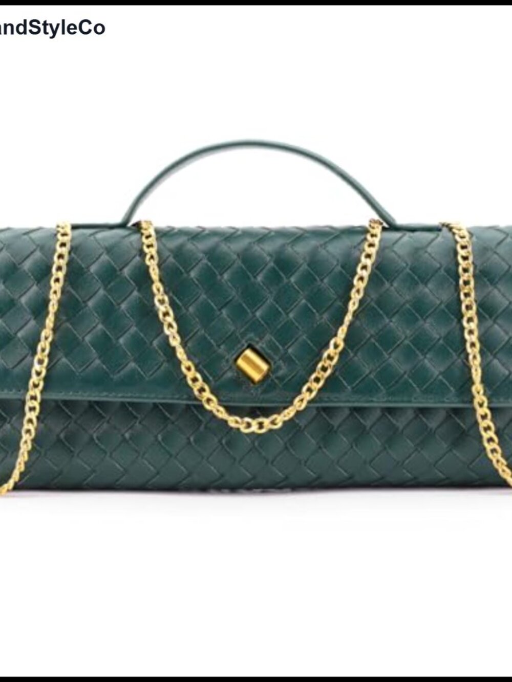 Leather Woven Evening Clutch Crossbody Purse Double Strap